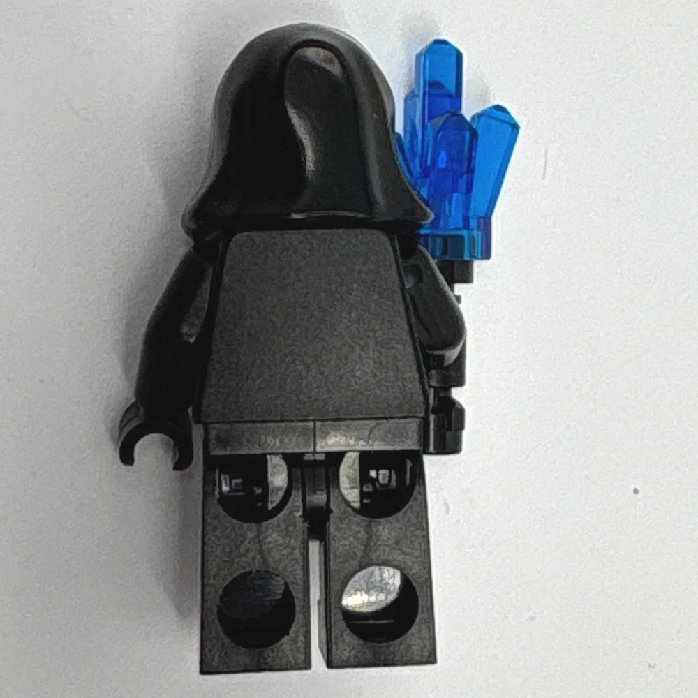 LEGO Minifigure All Black Shadow Figure with Blue Crystal Staff Accessory